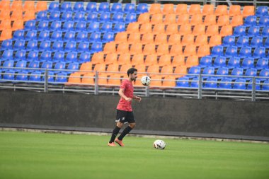 Bangkok-Tayland-20 Ocak 2020: David Rochela antrenman sırasında PAT Stadyumu, Tayland 'da AFC şampiyonlar ligi 2020 öncesinde liman oyuncusu