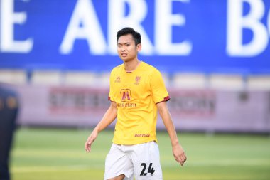 Bangkok-Tayland-20 Mar 2021-Sittichok kannoo # 24 ratchaburi oyuncusu BG Prathum ile Léo Stadyumu 'nda ratchaburi karşı karşıya