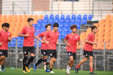 Bangkok-Tayland-20 Ocak 2020: PAT Stadyumu, Tayland 'da AFC şampiyonlar ligi 2020' den önce antrenman sırasında liman görevlisi