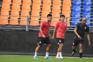 Bangkok-Tayland-20 Ocak 2020: Pakorn Prempak PAT Stadyumu 'nda 2020 AFC şampiyonlar ligi öncesinde antrenman görevlisi