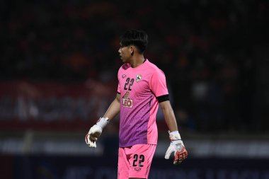 Chiangrai-Tayland-FEB 18, 2020: APIRAK WorAWONG # 22 Chiangrai uted in action during afc 2020 between chiangrai utd against Pekin guoan fc at United stadium, chiangrai, thailand