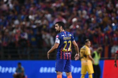 Bangkok-Tayland-15 FEB 2020: Tayland 2020 'de PAT Stadyumu' ndaki Nakhonratchasrima mazda Fc limanı ile Tayland liman FC arasında görev yapan David Rochela oyuncusu