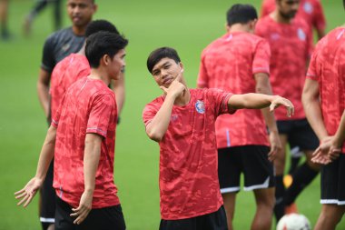Bangkok-Tayland-20 Ocak 2020: Jaturapat satjatham PAT Stadyumu, Tayland 'da AFC şampiyonlar ligi 2020 öncesinde antrenman görevlisi