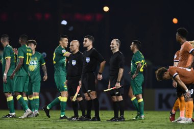 Chiangrai-Tayland-FEB 18, 2020: Kıç 2020 'de Chiangrai utd ile Beijing guoan fc arasında Birleşik Stadyumu, Chiangrai, Tayland