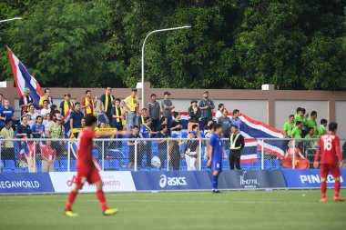 Laguna-Philippine-5 Aralık 2019: Tayland ile Vietnam arasındaki SEAGAMES 2019 sırasındaki tanımlanamayan fan vietnam, binan futbol stadyumu, philippine