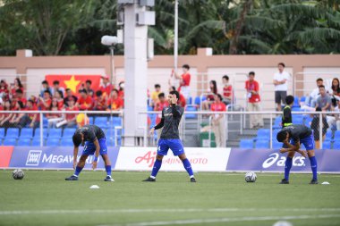 Laguna-Filipin-5 Aralık 2019: Tayland SEAGAMES 2019 sırasında Vietnam 'a karşı binan futbol stadyumu, Filipinler