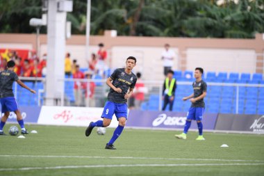 Laguna-Philippine-5 Aralık 2019: Supachai, Tayland Futbol Stadyumu, Filipin 'de Vietnam' a karşı SEAGAMES 2019 sırasında Tayland 'ın 9 numaralı oyuncusu olarak görev yaptı.