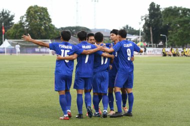 Laguna-Filipin-5 Aralık 2019: Tayland SEAGAMES 2019 sırasında Vietnam 'a karşı binan futbol stadyumu, Filipinler