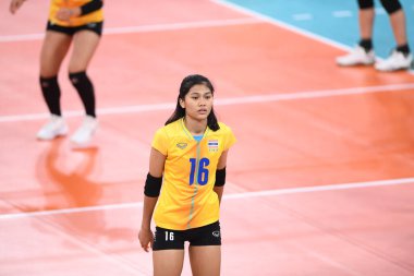 Manila-philippine-9 Aralık 2019-Pimpichaya kokram # 16 Tayland Oyuncusu SEAGAMES2019 ile Philsport Arena, Filipin