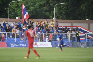 Laguna-Philippine-5 Aralık 2019: Tayland ile Vietnam arasındaki SEAGAMES 2019 sırasındaki tanımlanamayan fan vietnam, binan futbol stadyumu, philippine