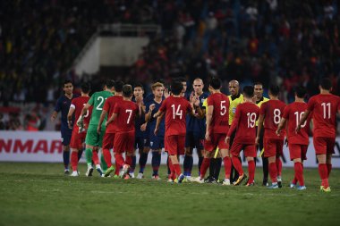Hanoi-Vietnam-19 Nov 2019: Player of thailand during fifa world cup qatar 2022 against Vietnam at My dinh stadium,Vietnam