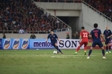 Hanoi-Vietnam-19 Nov 2019:Pitiwat sukjitthammakul Player of thailand during fifa world cup qatar 2022 against Vietnam at My dinh stadium,Vietnam