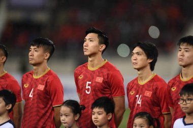 Hanoi-Vietnam-19 Nov 2019:Van hau doan #5 Player of vietnam  during fifa world cup qatar 2022 against Vietnam at My dinh stadium,Vietnam
