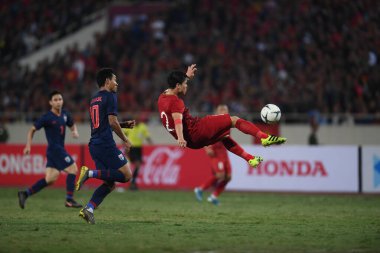 Hanoi-Vietnam-19 Nov 2019:Duy manh do #2 Player of vietnam  during fifa world cup qatar 2022 against Vietnam at My dinh stadium,Vietnam