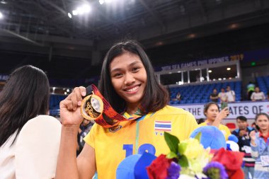Manila-philippine-9 Aralık 2019-Pimpichaya kokram # 16 Tayland Oyuncusu SEAGAMES2019 ile Philsport Arena, Filipin