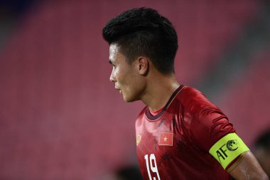 Bangkok-Tayland-16 Ocak 2020: Nguyen quang hai # 19 vietnam oyuncusu 2020 AFC U23 şampiyonluğu sırasında DPR Korea 'ya karşı Tayland rajamankala Stadyumu' nda