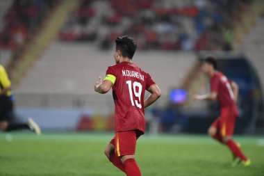 Bangkok-Tayland-16 Ocak 2020: Nguyen quang hai # 19 vietnam oyuncusu 2020 AFC U23 şampiyonluğu sırasında DPR Korea 'ya karşı Tayland rajamankala Stadyumu' nda