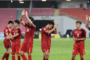 Bangkok-Tayland-16 Ocak 2020: AFC U23 Şampiyonası 2020 'de Vietnam ile Tayland rajamankala Stadyumu' nda DPR Korea karşı karşıya geldi.