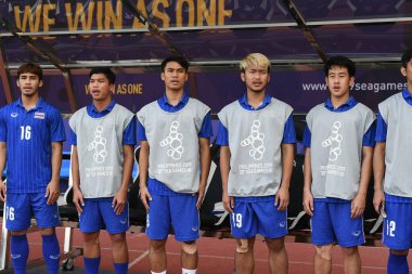 Laguna-Filipin-5 Aralık 2019: Tayland SEAGAMES 2019 sırasında Vietnam 'a karşı binan futbol stadyumu, Filipinler