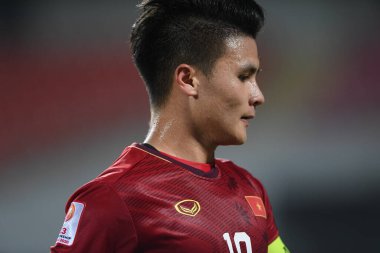 Bangkok-Tayland-16 Ocak 2020: Nguyen quang hai # 19 vietnam oyuncusu 2020 AFC U23 şampiyonluğu sırasında DPR Korea 'ya karşı Tayland rajamankala Stadyumu' nda
