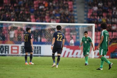 Bangkok-Tayland-14 Ocak 2020: Ben Davis # 22 Tayland futbolcusu 2020 yılında Tayland ile Tayland arasında Tayland rajamankala Stadyumu, Tayland