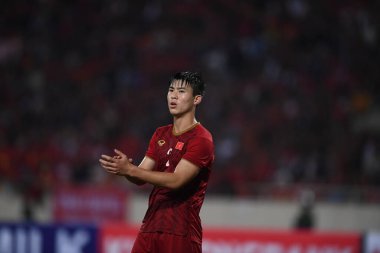 Hanoi-Vietnam-19 Nov 2019:Duy manh do #2 Player of vietnam  during fifa world cup qatar 2022 against Vietnam at My dinh stadium,Vietnam