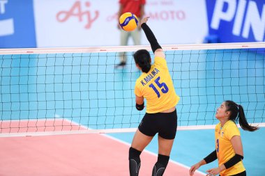 Manila-philippine-9 Aralık 2019-Malika kanthong # 15 Tayland Oyuncusu SEAGAMES2019 'da Philsport Arena, Filipinler' de Vietnam 'a karşı