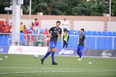 Laguna-Philippine-5 Aralık 2019: Supachai, Tayland Futbol Stadyumu, Filipin 'de Vietnam' a karşı SEAGAMES 2019 sırasında Tayland 'ın 9 numaralı oyuncusu olarak görev yaptı.