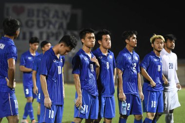 Laguna-Filipin-5 Aralık 2019: Tayland SEAGAMES 2019 sırasında Vietnam 'a karşı binan futbol stadyumu, Filipinler