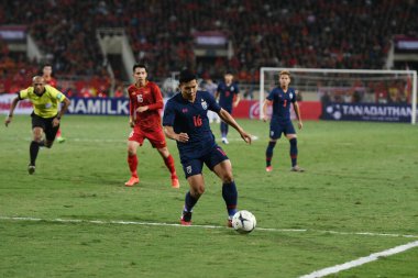 Hanoi-Vietnam-19 Nov 2019:Pitiwat sukjitthammakul Player of thailand during fifa world cup qatar 2022 against Vietnam at My dinh stadium,Vietnam