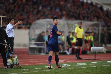 Hanoi-Vietnam-19 Nov 2019:Narubordin veerawatnodom Player of thailand during fifa world cup qatar 2022 against Vietnam at My dinh stadium,Vietnam