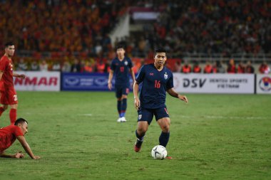 Hanoi-Vietnam-19 Nov 2019:Pitiwat sukjitthammakul Player of thailand during fifa world cup qatar 2022 against Vietnam at My dinh stadium,Vietnam
