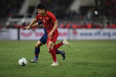 Hanoi-Vietnam-19 Nov 2019:Van hau doan #5 Player of vietnam  during fifa world cup qatar 2022 against Vietnam at My dinh stadium,Vietnam