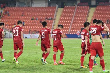 Bangkok-Tayland-16 Ocak 2020: AFC U23 Şampiyonası 2020 'de Vietnam ile Tayland rajamankala Stadyumu' nda DPR Korea karşı karşıya geldi.