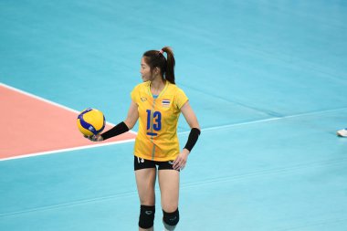 Manila-philippine-9 Aralık 2019-Nuchsara tomkam # 13 Tayland Oyuncusu SEAGAMES2019 ile Philsport Arena, Filipinler