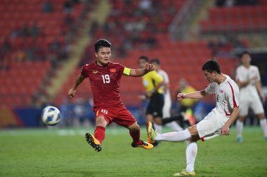 Bangkok-Tayland-16 Ocak 2020: Nguyen quang hai # 19 vietnam oyuncusu 2020 AFC U23 şampiyonluğu sırasında DPR Korea 'ya karşı Tayland rajamankala Stadyumu' nda