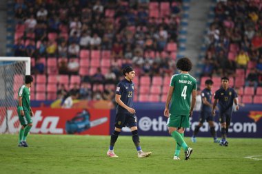 Bangkok-Tayland-14 Ocak 2020: Ben Davis # 22 Tayland futbolcusu 2020 yılında Tayland ile Tayland arasında Tayland rajamankala Stadyumu, Tayland