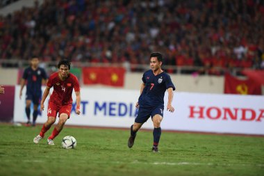 Hanoi-Vietnam-19 Nov 2019:Suphachok sarachart Player of thailand during fifa world cup qatar 2022 against Vietnam at My dinh stadium,Vietnam