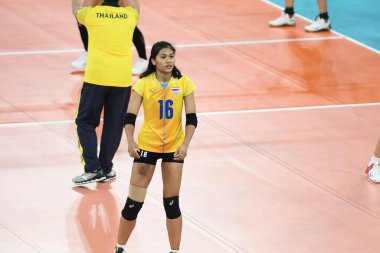 Manila-philippine-9 Aralık 2019-Pimpichaya kokram # 16 Tayland Oyuncusu SEAGAMES2019 ile Philsport Arena, Filipin