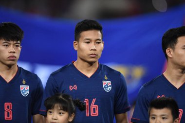 Hanoi-Vietnam-19 Nov 2019:Pitiwat sukjitthammakul Player of thailand during fifa world cup qatar 2022 against Vietnam at My dinh stadium,Vietnam