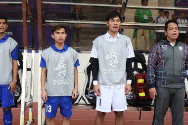 Laguna-Filipin-5 Aralık 2019: Tayland SEAGAMES 2019 sırasında Vietnam 'a karşı binan futbol stadyumu, Filipinler