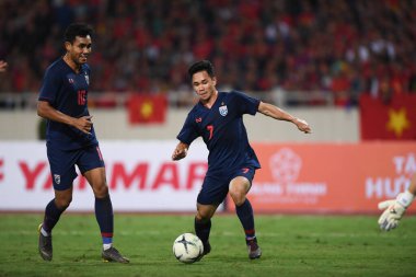 Hanoi-Vietnam-19 Nov 2019:Suphachok sarachart Player of thailand during fifa world cup qatar 2022 against Vietnam at My dinh stadium,Vietnam