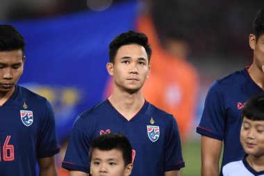 Hanoi-Vietnam-19 Nov 2019:Suphachok sarachart Player of thailand during fifa world cup qatar 2022 against Vietnam at My dinh stadium,Vietnam