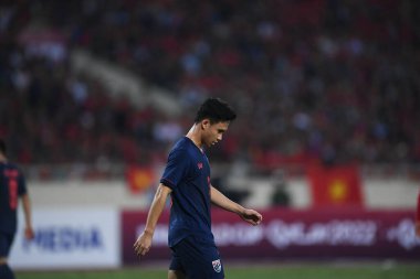 Hanoi-Vietnam-19 Nov 2019:Suphachok sarachart Player of thailand during fifa world cup qatar 2022 against Vietnam at My dinh stadium,Vietnam