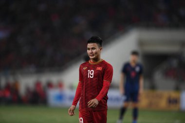 Hanoi-Vietnam-19 Nov 2019:Quang hai nguyen #19 Player of vietnam  during fifa world cup qatar 2022 against Vietnam at My dinh stadium,Vietnam