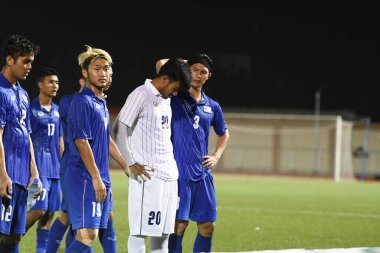 Laguna-Filipin-5 Aralık 2019: Tayland SEAGAMES 2019 sırasında Vietnam 'a karşı binan futbol stadyumu, Filipinler
