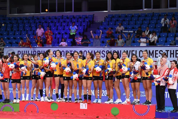Manila-philippine-9 Aralık 2019 - SEAGAMES2019 sırasında Philsport Arena, Filipinler 'de Vietnam' a karşı eylemde olan Tayland oyuncusu