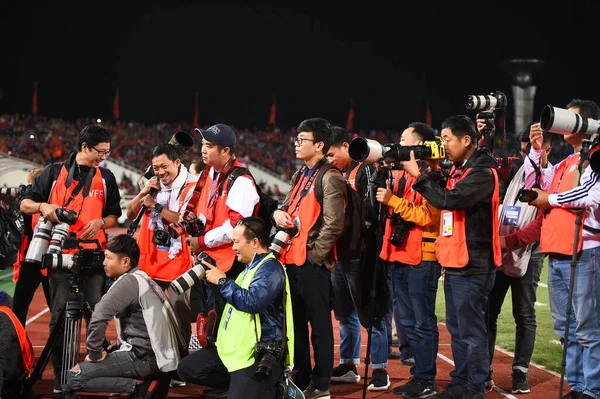 Hanoi Vietnam Nov 2019 Fotógrafo Prensa Antes Copa Del Mundo — Foto de Stock