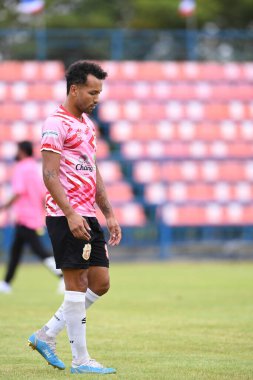 Bangkok, Tayland-11 SEPTEMBER 2021: 2021 Gümrük mührü ladkrabang 54 stadyumunda lumphun savaşçısına karşı savaşan lumphun savaşçısı