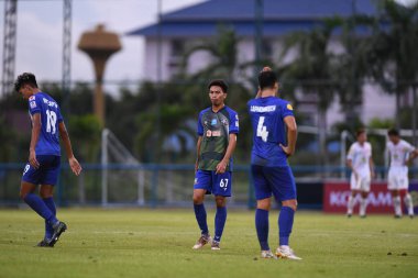 Bangkok-thailand-11SEP2021: KRAILAS PANAROJ # 67 Gümrük Oynatıcısı ladkrabang 2021 gümrük merdivenleri arasında Ladkrabang54 Stadyumu, Tayland 'daki Lumphun Warriors' a karşı harekat halinde birleşti.